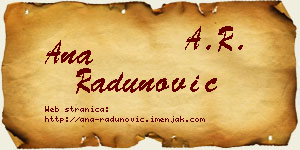Ana Radunović vizit kartica